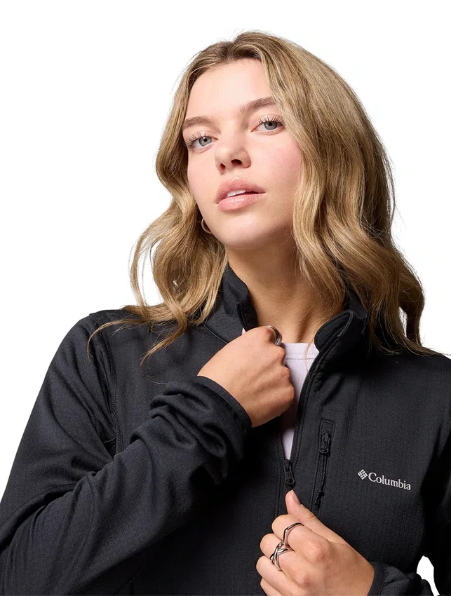 Jaqueta Fleece Columbia Feminina Essential Hike Grid Full Zip Preta