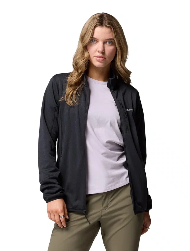 Jaqueta Fleece Columbia Feminina Essential Hike Grid Full Zip Preta