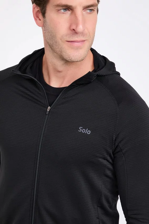 Jaqueta Solo Thermal Grid Hood Masculina Preta