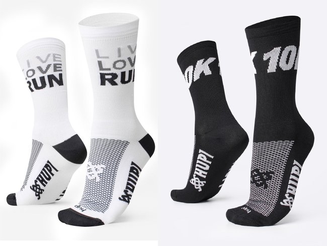 Kit 02 Pares Meia Corrida HUPI 10K e Live Love Run