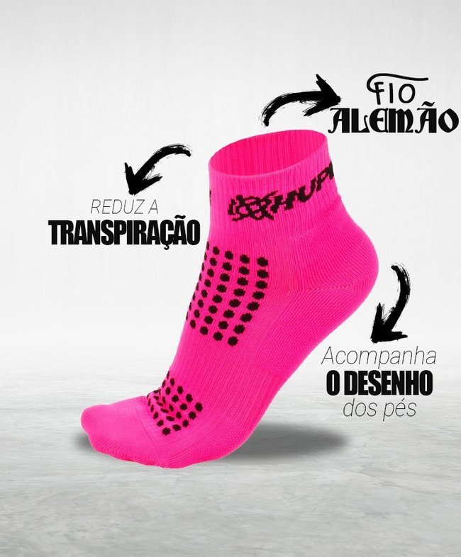 Kit 02 Pares Meia Corrida HUPI Pro Running Rosa e Amarelo