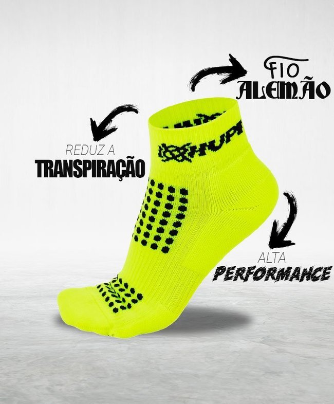 Kit 02 Pares Meia Corrida HUPI Pro Running Rosa e Amarelo