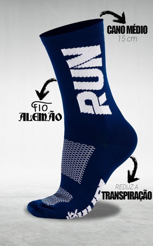 Kit 02 Pares Meia Corrida HUPI Run Azul e Amarelo