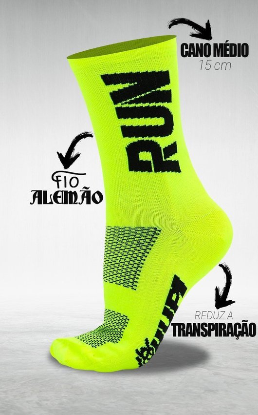 Kit 02 Pares Meia Corrida HUPI Run Azul e Amarelo