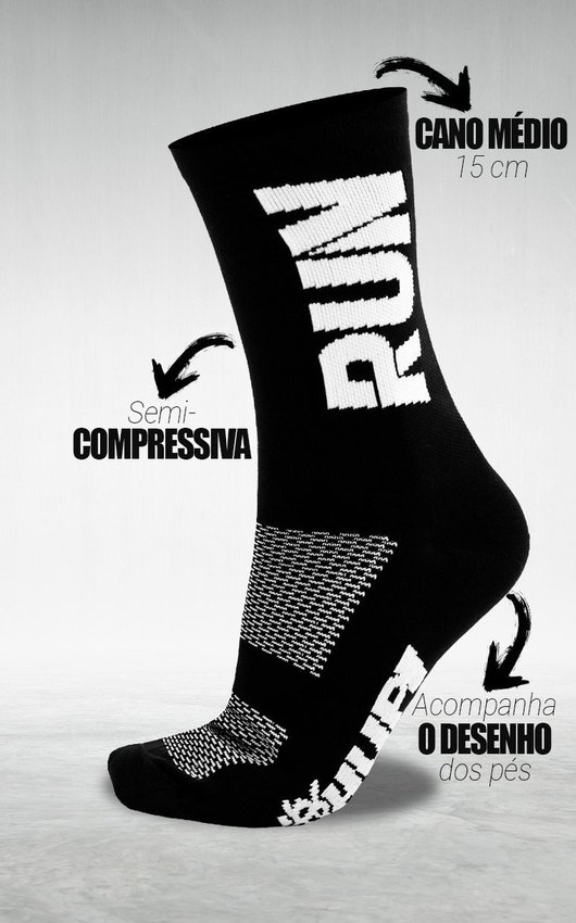 Kit 02 Pares Meia Corrida HUPI Run Rosa e Preto 34-38