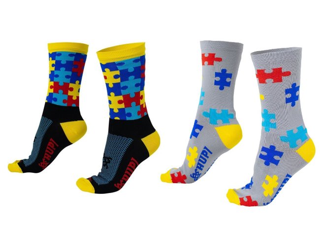 Kit 02 Pares Meia Corrida HUPI TEA Autismo 36-42 Colorido