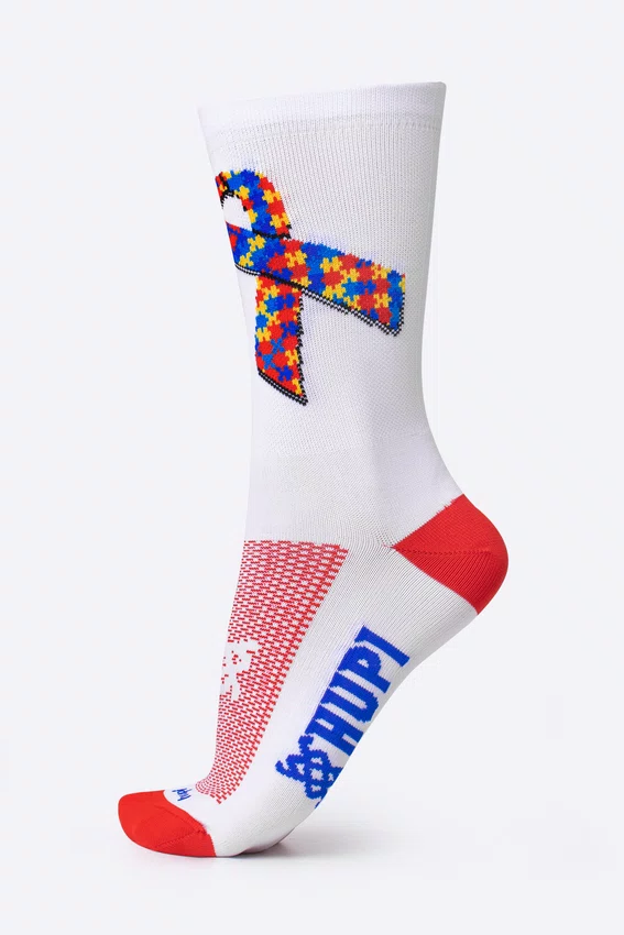 Kit 02 Pares Meia Esportiva HUPI TEA Autismo 36-42 Branco