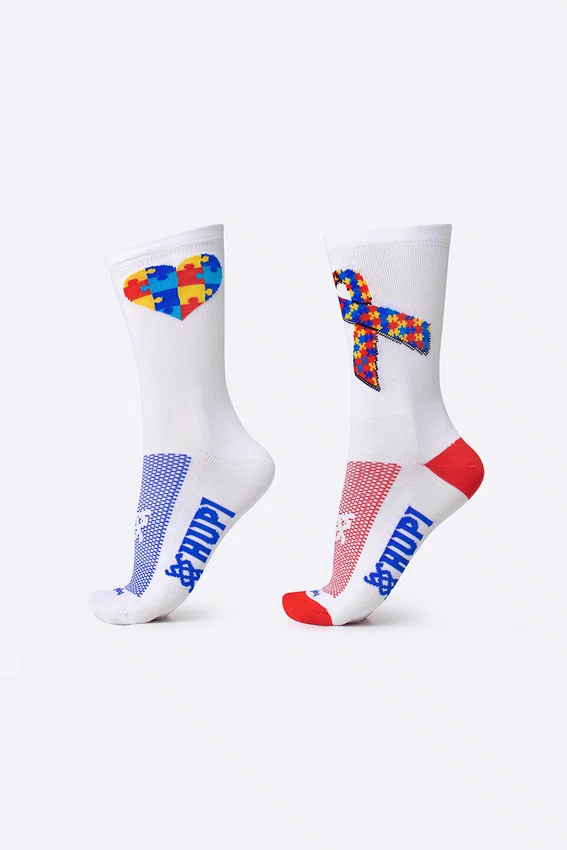 Kit 02 Pares Meia Esportiva HUPI TEA Autismo 36-42 Branco