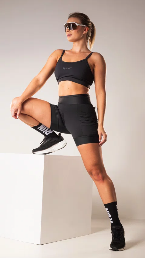Kit 02 Pares Meia Semi Compressiva Corrida HUPI Run Preto e Branco