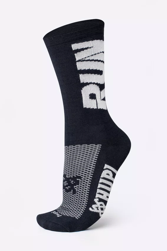 Kit 02 Pares Meia Semi Compressiva Corrida HUPI Run Preto e Branco