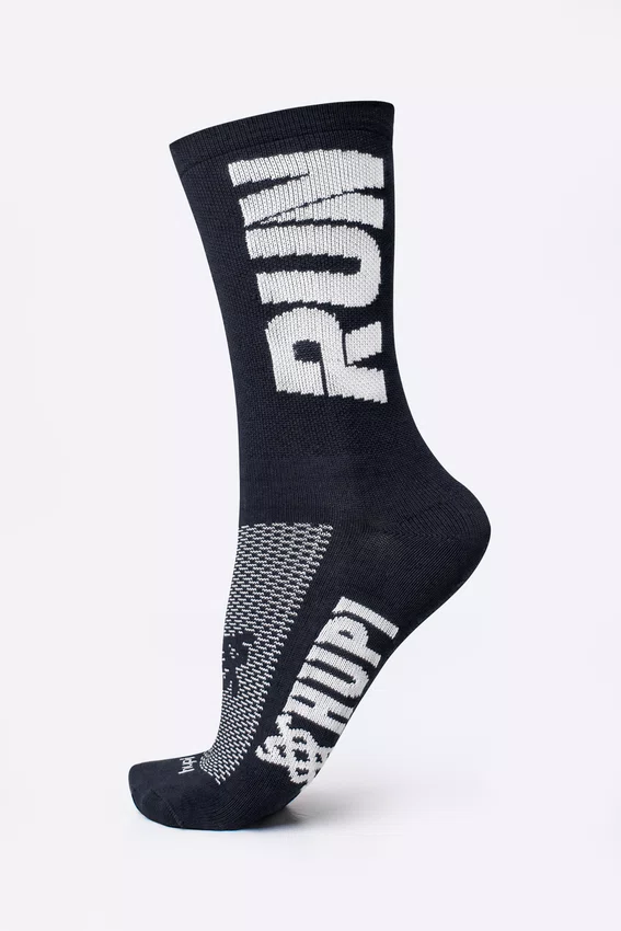 Kit 02 Pares Meia Semi Compressiva Corrida HUPI Run Preto e Branco