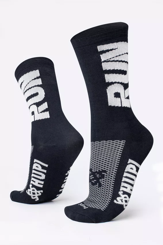 Kit 02 Pares Meia Semi Compressiva Corrida HUPI Run Preto e Branco