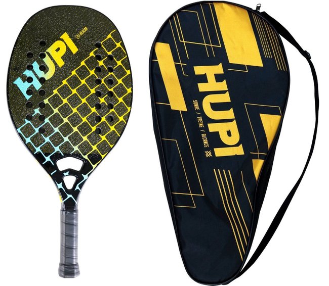 Kit 02 Raquetes Beach Tennis HUPI Deft Pro Kevlar + 3 Bolas