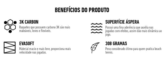 Kit 02 Raquetes Beach Tennis HUPI Doha Carbon 3K