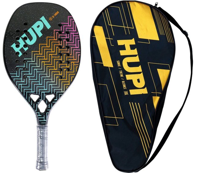 Kit 02 Raquetes Beach Tennis HUPI Onda Carbon 3K + 3 Bolas