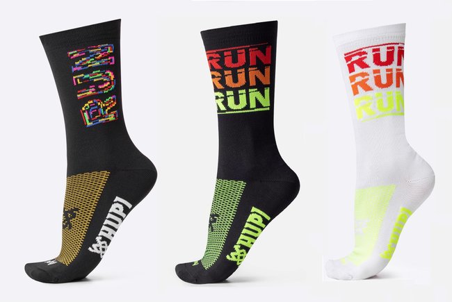 Kit 03 Pares Meia Corrida Hupi Run Estampas Coloridas