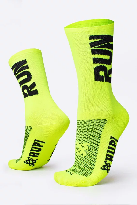 Kit 03 Pares Meia Corrida HUPI Run Preto Azul e Amarelo