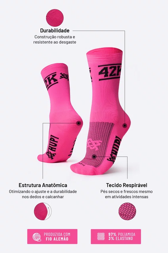 Kit 03 Pares Meia De Corrida Hupi Run 42k e LT