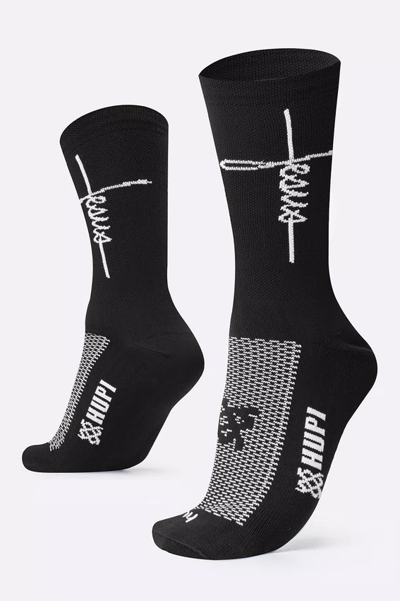 Kit 03 Pares Meia HUPI Jesus Tamanho LT 34-38 Preto/Branco