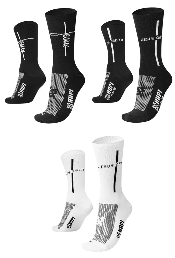 Kit 03 Pares Meia HUPI Jesus Tamanho LT 34-38 Preto/Branco