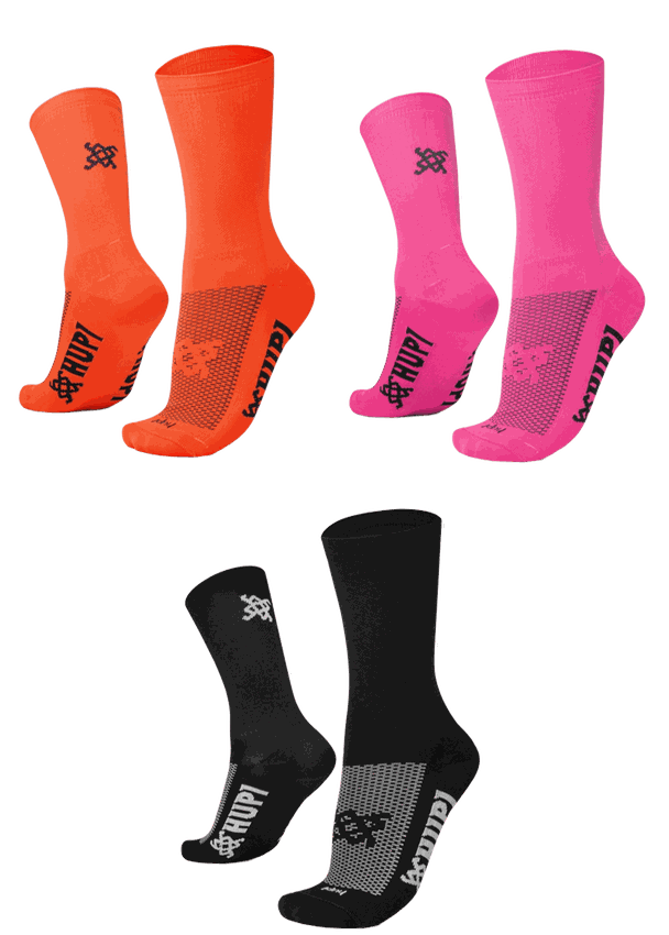 Kit 03 Pares Meia para Corrida HUPI Lisas Coloridas
