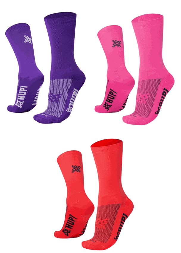 Kit 03 Pares Meia para Corrida HUPI Lisas Coloridas