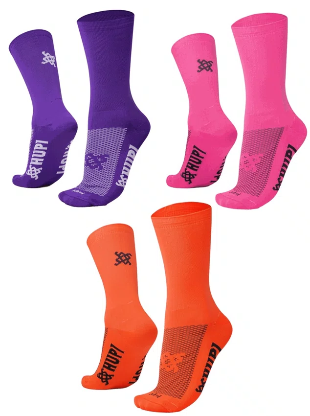 Kit 03 Pares Meia para Corrida HUPI Lisas Coloridas