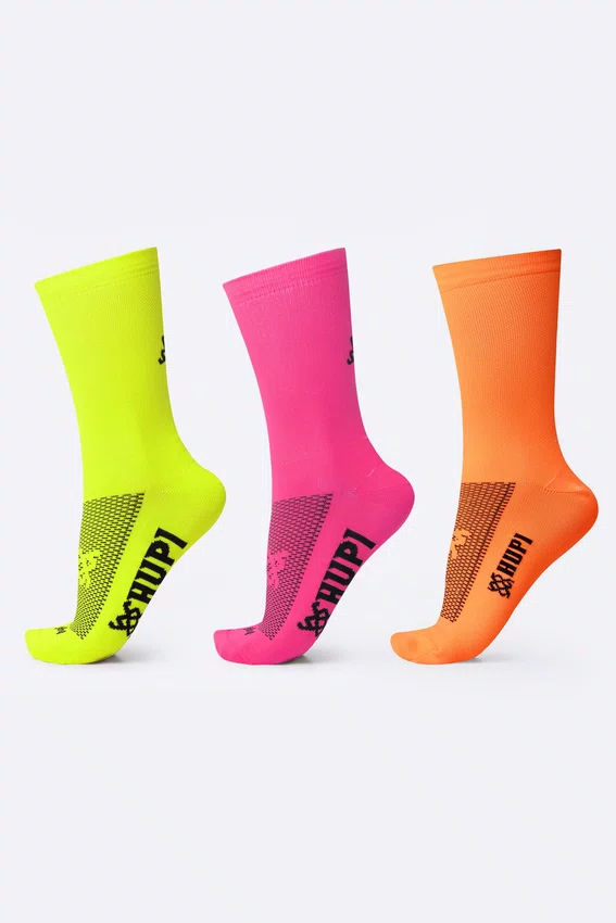 Kit 03 Pares Meia para Corrida HUPI Lisas Coloridas