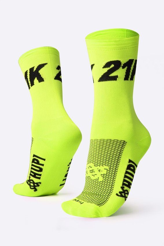 Kit 04 Pares Meia para Corrida HUPI 10K e 21K Rosa e Amarelo