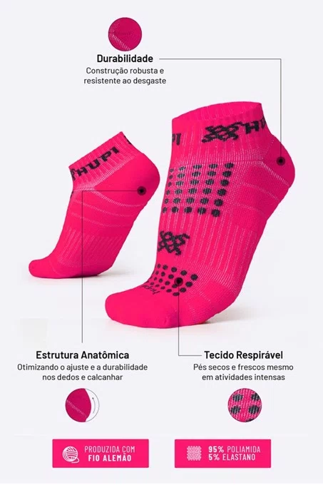 Kit 06 Pares de Meia Hupi Curta para Corrida Running Pro