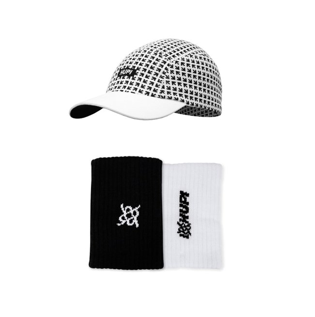 Kit 1 Boné HUPI Signals e 1 Par Munhequeira HUPI Spin Branco e Preto