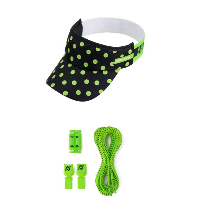 Kit 1 Viseira de Corrida e 1 Cadarço Elástico HUPI Preto e Verde