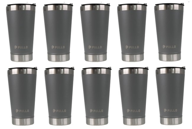 Kit 10 Copos Térmico Pullo Kippis 480ML Cinza