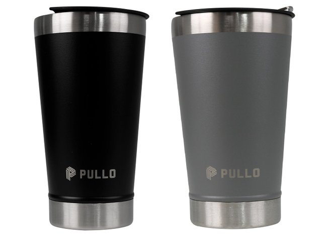 Kit 2 Copos Térmico Pullo Kippis 480ML Preto e Cinza