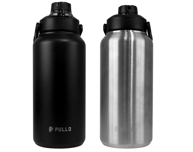 Kit 2 Garrafas Térmica Pullo Vetta 1300ML Preto e Inox