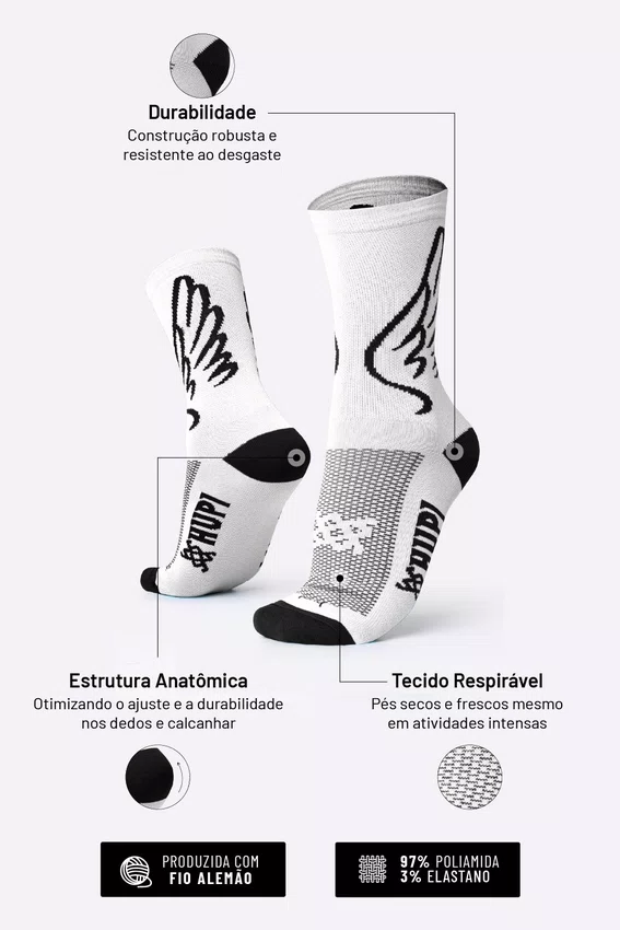 Kit 2 Meias HUPI Run Wings