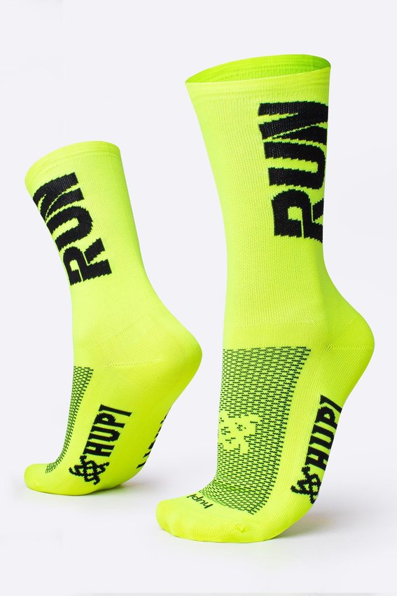 Kit 2 Pares Meia HUPI Run Amarelo Neon 36-42