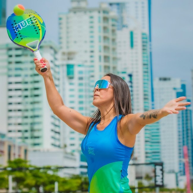 Kit 2 Raquetes Beach Tennis HUPI Carbon/Fiberglass Patriot + 3 Bolas de Beach Tennis HUPI Pro