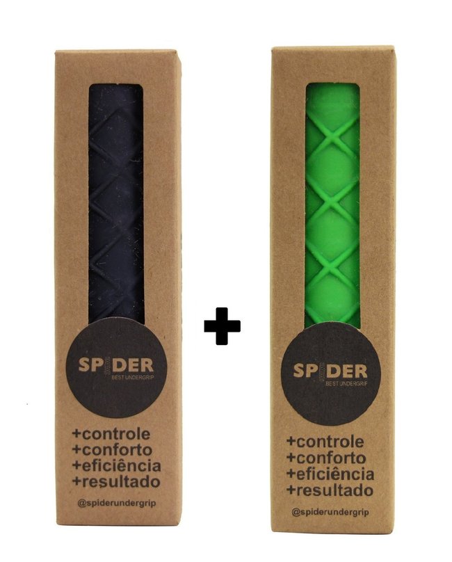 Kit 2x Undergrip Spider Grip De Borracha Beach Tennis Padel Preto e Verde