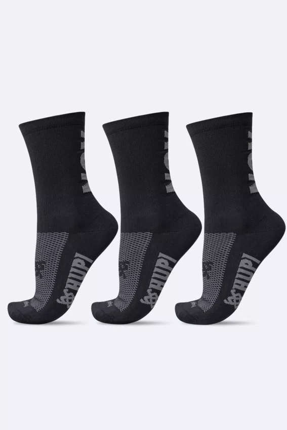 Kit 3 Meias HUPI All Black Run