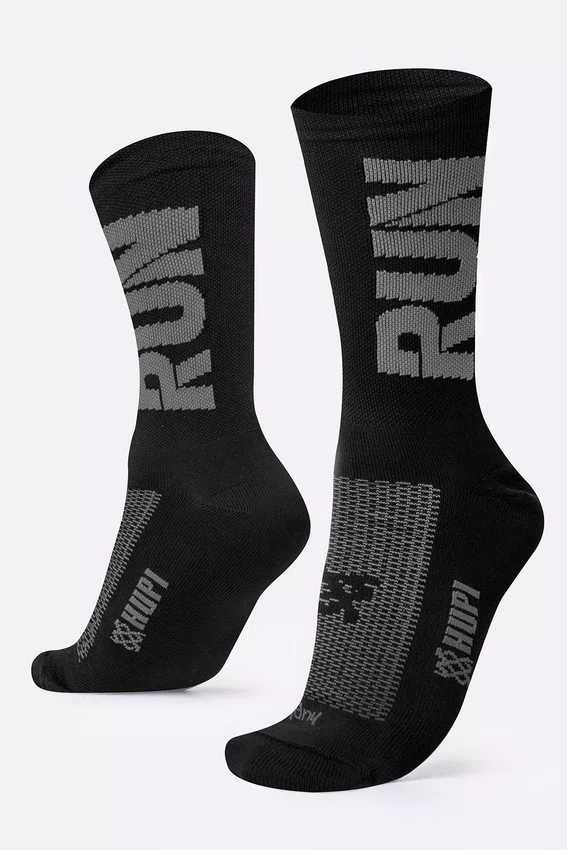 Kit 3 Pares de Meias HUPI Run Preto e Cinza
