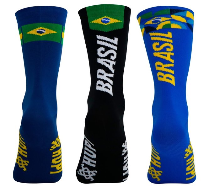 Kit 3 Pares Meia HUPI Brasil - Azul 3.0, Preto 1.0 e Azul 4.0