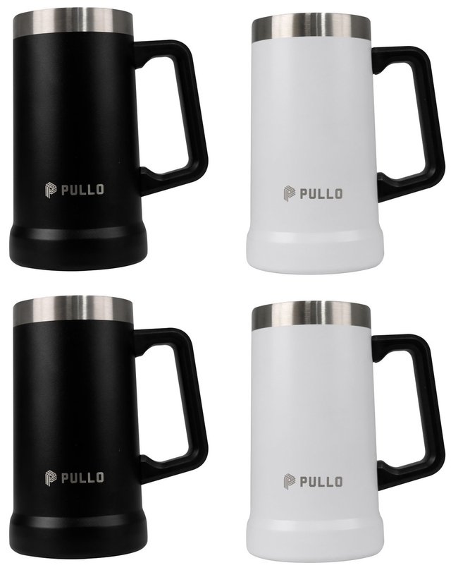 Kit 4 Canecos Térmico Pullo Prosit 700ML Preto e Branco