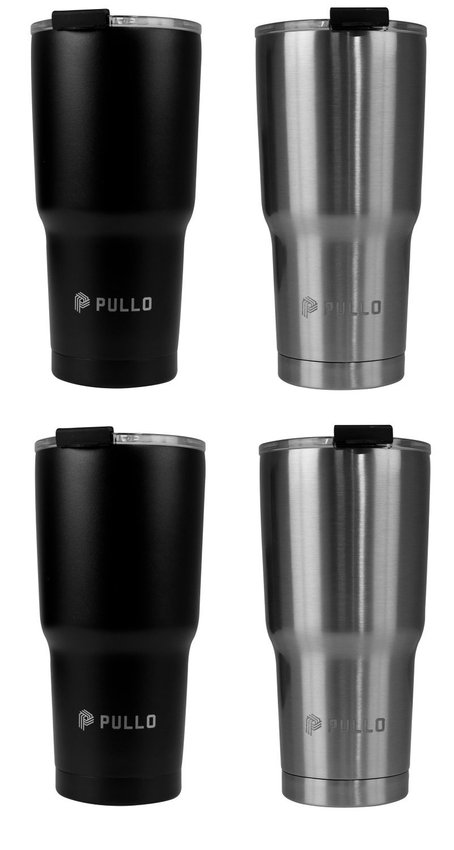 Kit 4 Copos Térmico Pullo Gump 600ML Inox e Preto