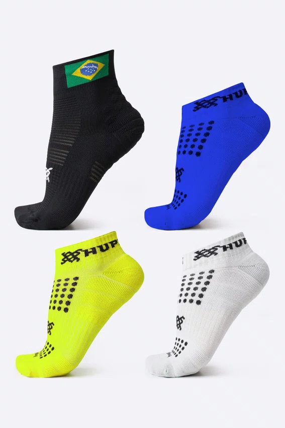 Kit 4 Meias de Corrida HUPI Brasil Run