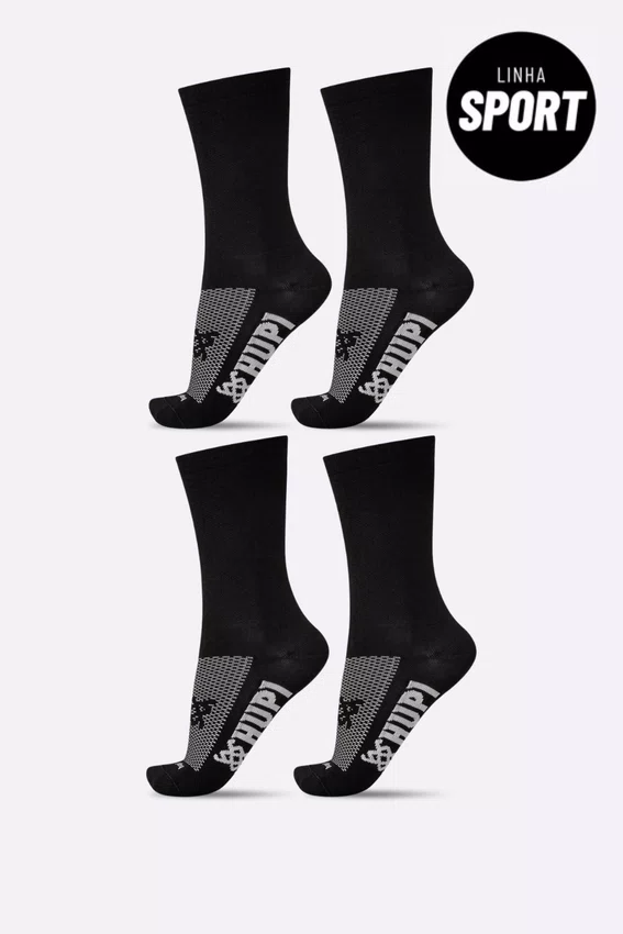 Kit 4 Pares de Meias Sport HUPI Preto