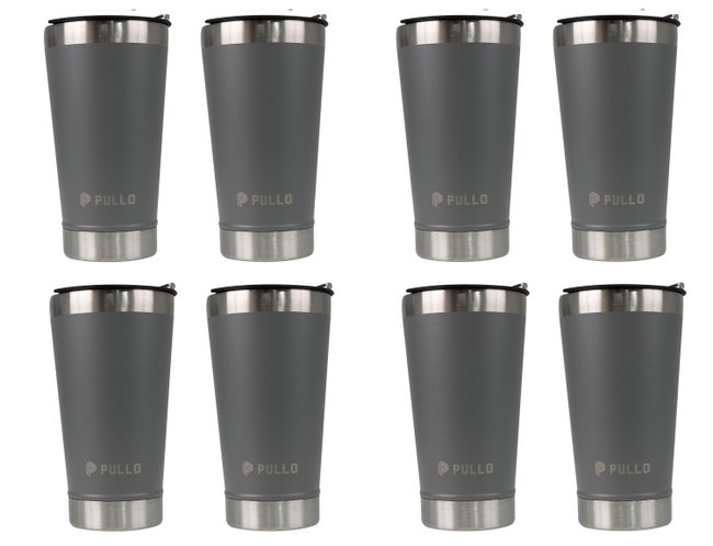Kit 8 Copos Térmico Pullo Kippis 480ML Cinza