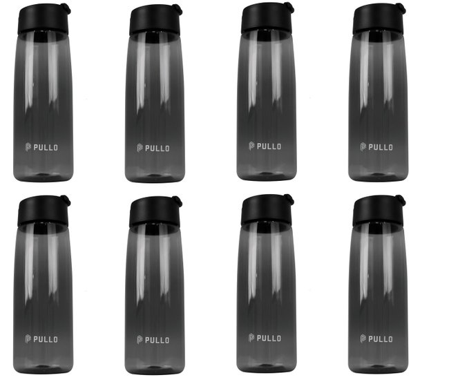 Kit 8 Garrafas Pullo Vesi 800ML Cinza