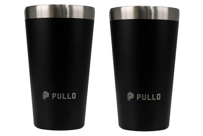Kit com 2 Copos Térmicos Pullo Fun 480ML Preto