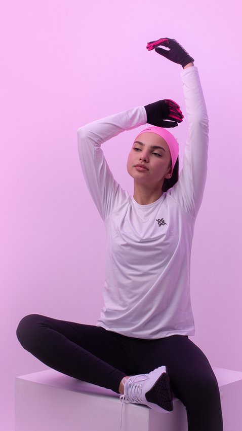 Kit com 3 Testeira Headband Faixa de Cabeça HUPI Run Rosa